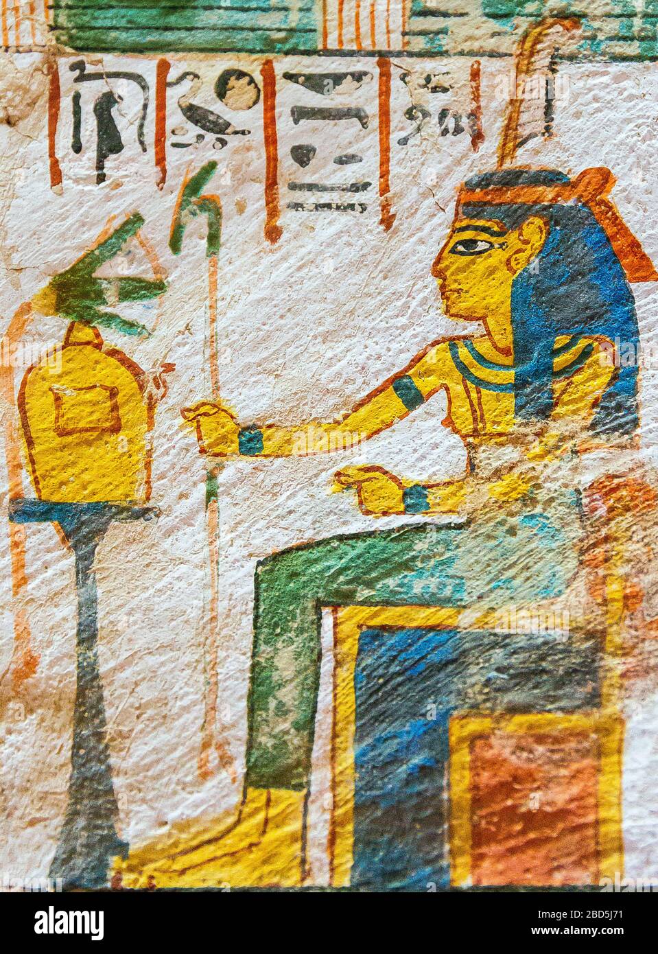 Patrimoine mondial de l'UNESCO, Thèbes en Egypte, Vallée des Nobles (Dra Abu el Naga), tombe de Roy. Adoration de la déesse Maat, maîtresse du ciel. Banque D'Images