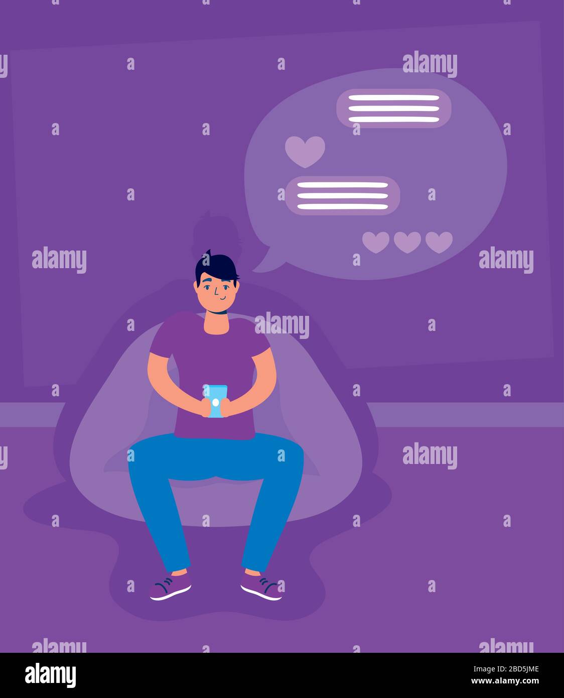 homme utilisant la technologie des réseaux sociaux de smartphone Illustration de Vecteur