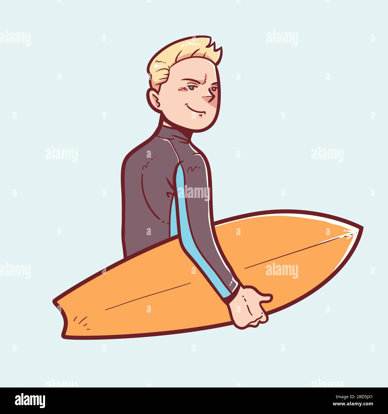 surfeur tenant une planche de surf Illustration de Vecteur