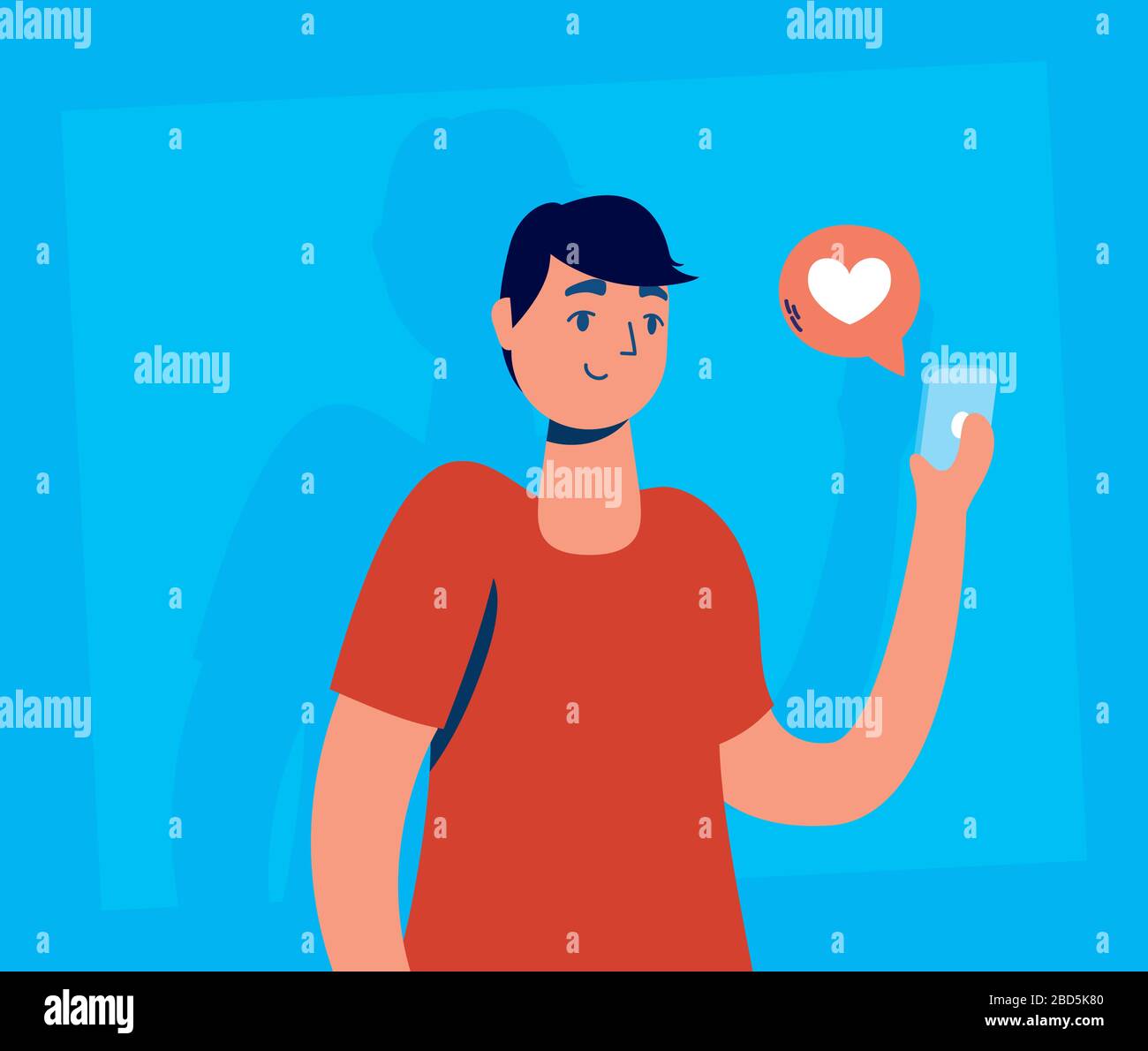 homme utilisant la technologie des réseaux sociaux de smartphone Illustration de Vecteur