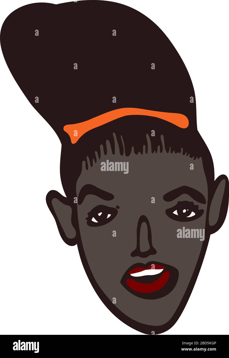 Portrait féminin africain. Illustration linéaire minimaliste moderne. Crisp Art Femme visage vif. L'idée de l'égalité des nationalités sur la planète Terre Illustration de Vecteur