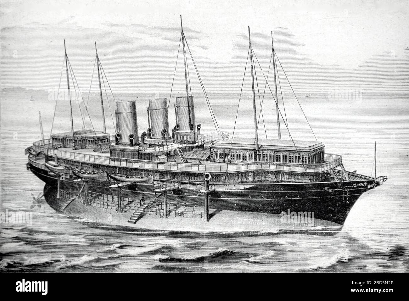 Yacht russe Lividia (1880) de l'empereur russe. Vintage ou ancienne illustration ou Gravure 1882 Banque D'Images