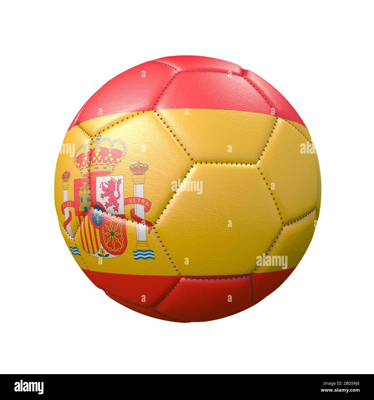 Ballon de football dans des couleurs de drapeau isolées sur fond blanc. Espagne. Image 3D Banque D'Images