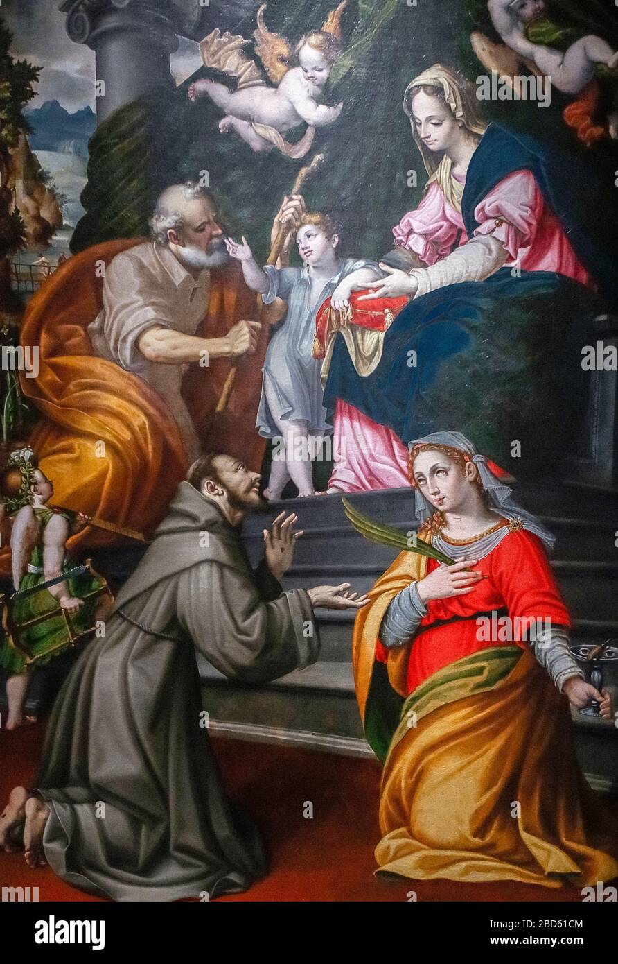 Andrea Mainardi : Madonna et enfant avec Saints Francis et Joseph et Lucy Banque D'Images