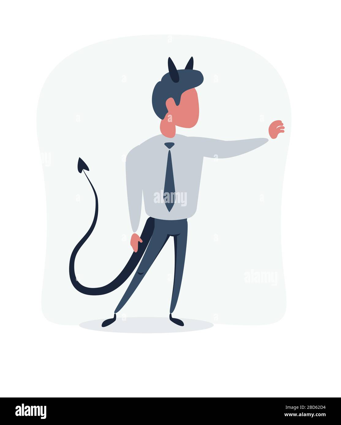 Caricature diable Satan homme d'affaires en costume pointant. Illustration de Vecteur