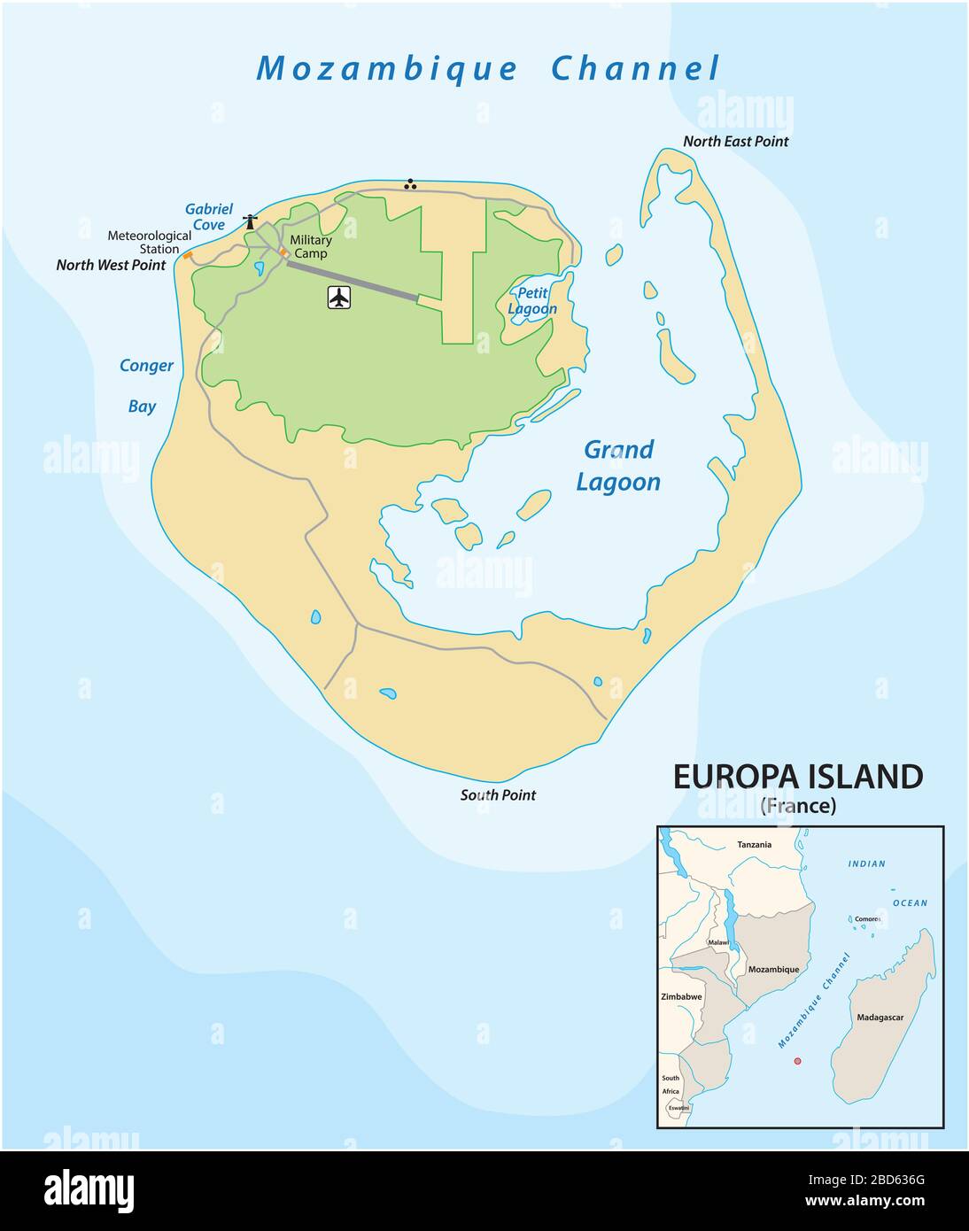 Carte du territoire français hors mer d'Europe Iseland entre le Mozambique et Madagascar Illustration de Vecteur