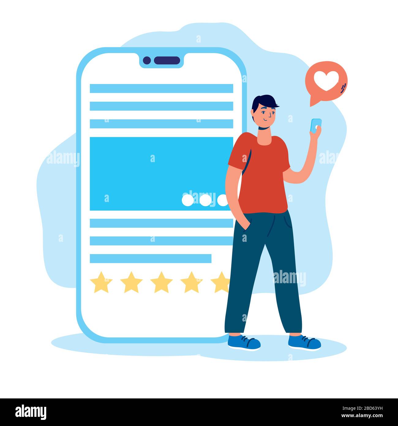 homme utilisant la technologie des réseaux sociaux de smartphone Illustration de Vecteur