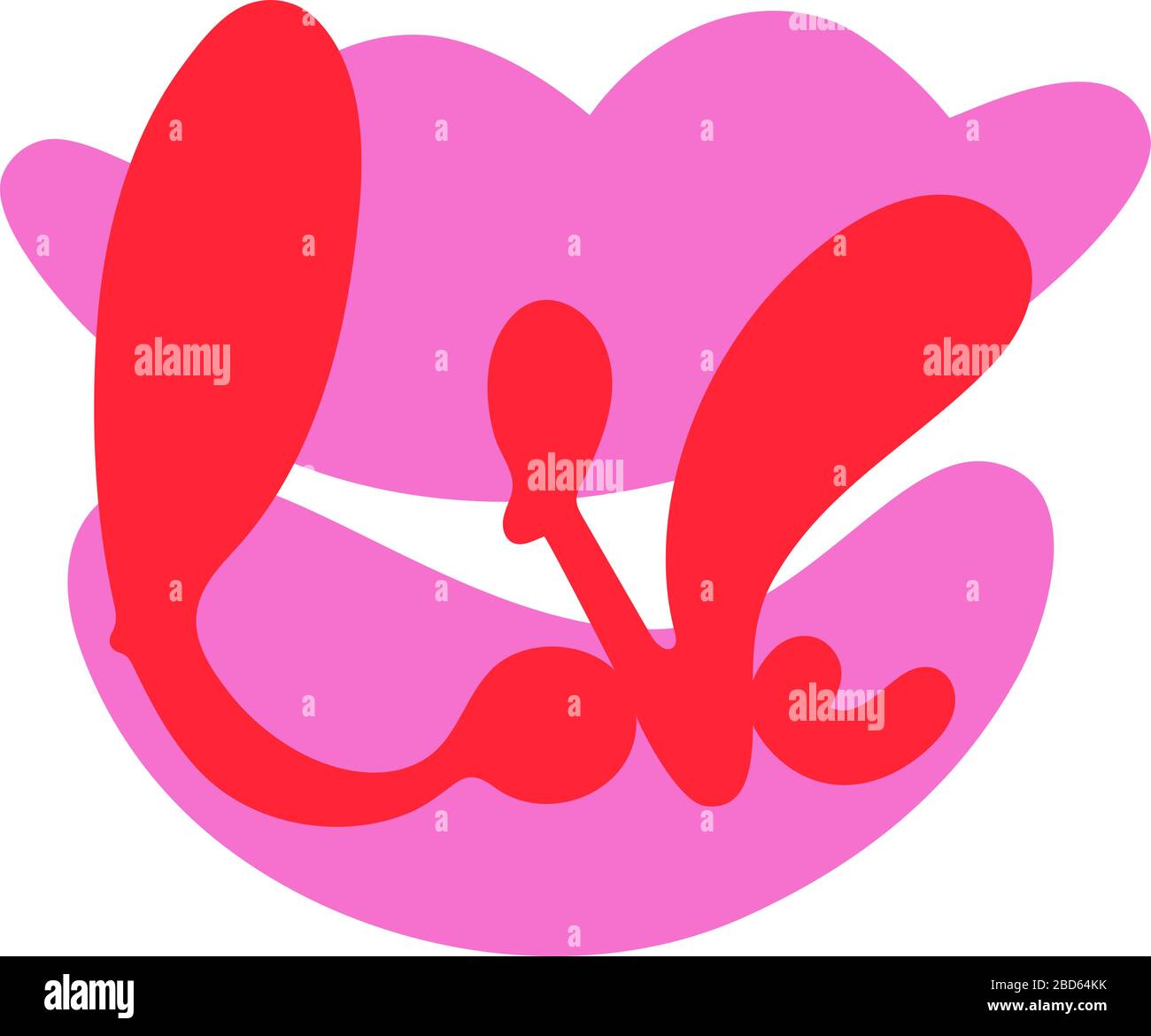 L'amour du lettrage. Illustration vectorielle. Élégant pinceau moderne dessiné à la main lettrage de Happy Valentines Day sur des lèvres roses ouvertes Illustration de Vecteur