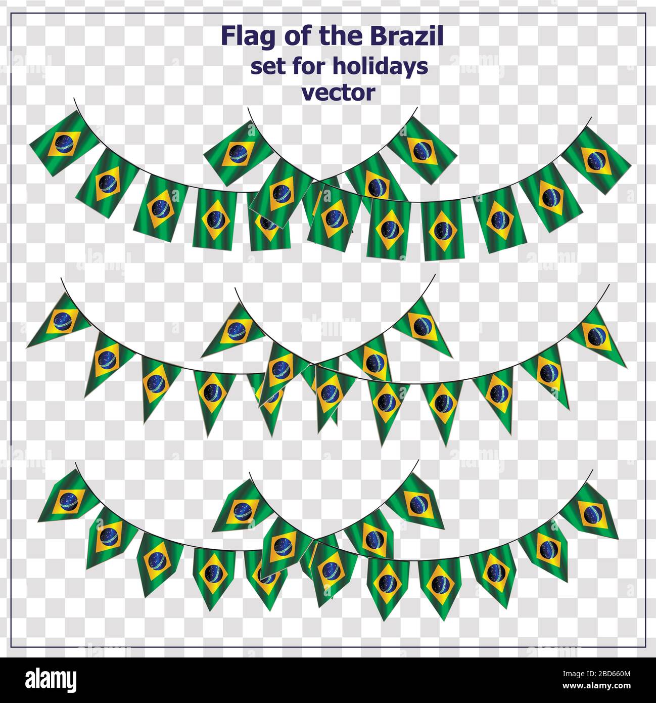 Pour les vacances avec le drapeau du Brésil. Bonne journée au Brésil. Illustration vectorielle avec arrière-plan transparent. Illustration de Vecteur