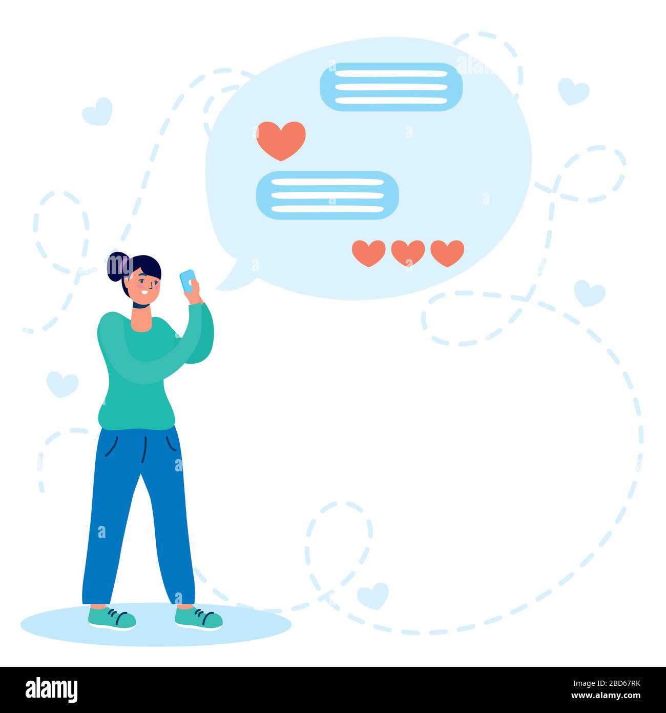 femme utilisant la technologie des réseaux sociaux de smartphone Illustration de Vecteur