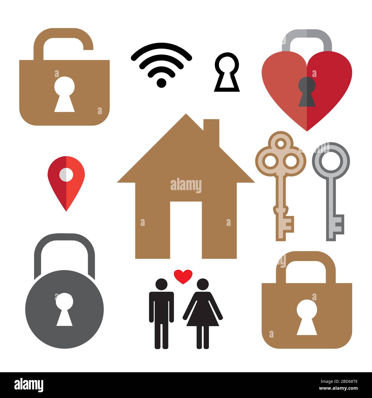 Relation D Amour Virtuel Dans L Ensemble De Signes Internet Image Vectorielle Stock Alamy
