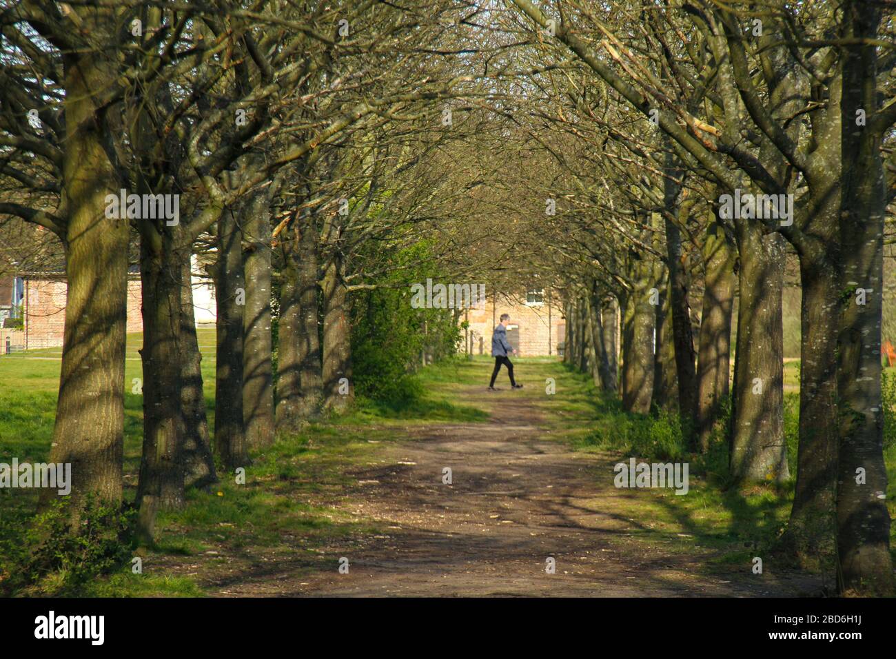 Wanstead Park, Londres, Royaume-Uni - 07 avril 2020: Les gens marchent dans Wansteda Park tout en observant les distanciation sociale sur un mardi après-midi ensoleillé pendant le Lockdown britannique. Le gouvernement a conseillé au public de rester chez lui à travers le Royaume-Uni en raison de la pandémie de Covid-19, mais pour des voyages essentiels pour les bases et l'exercice. Photos: David Mbiyu/ Alay Live News Banque D'Images
