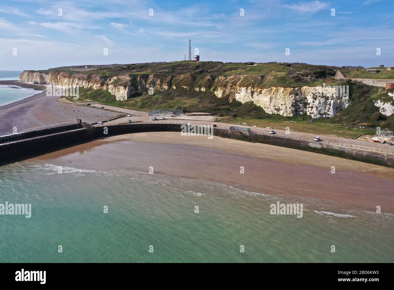 Drone image sur New Haven Beach East Sussex, Banque D'Images