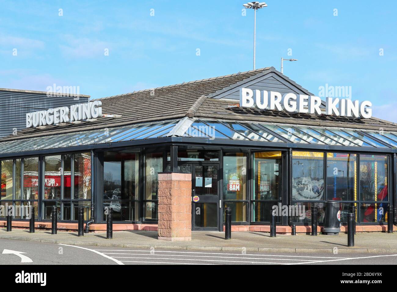 Restaurant Burger King, menu et drive, Kilmarnock, Royaume-Uni Banque D'Images