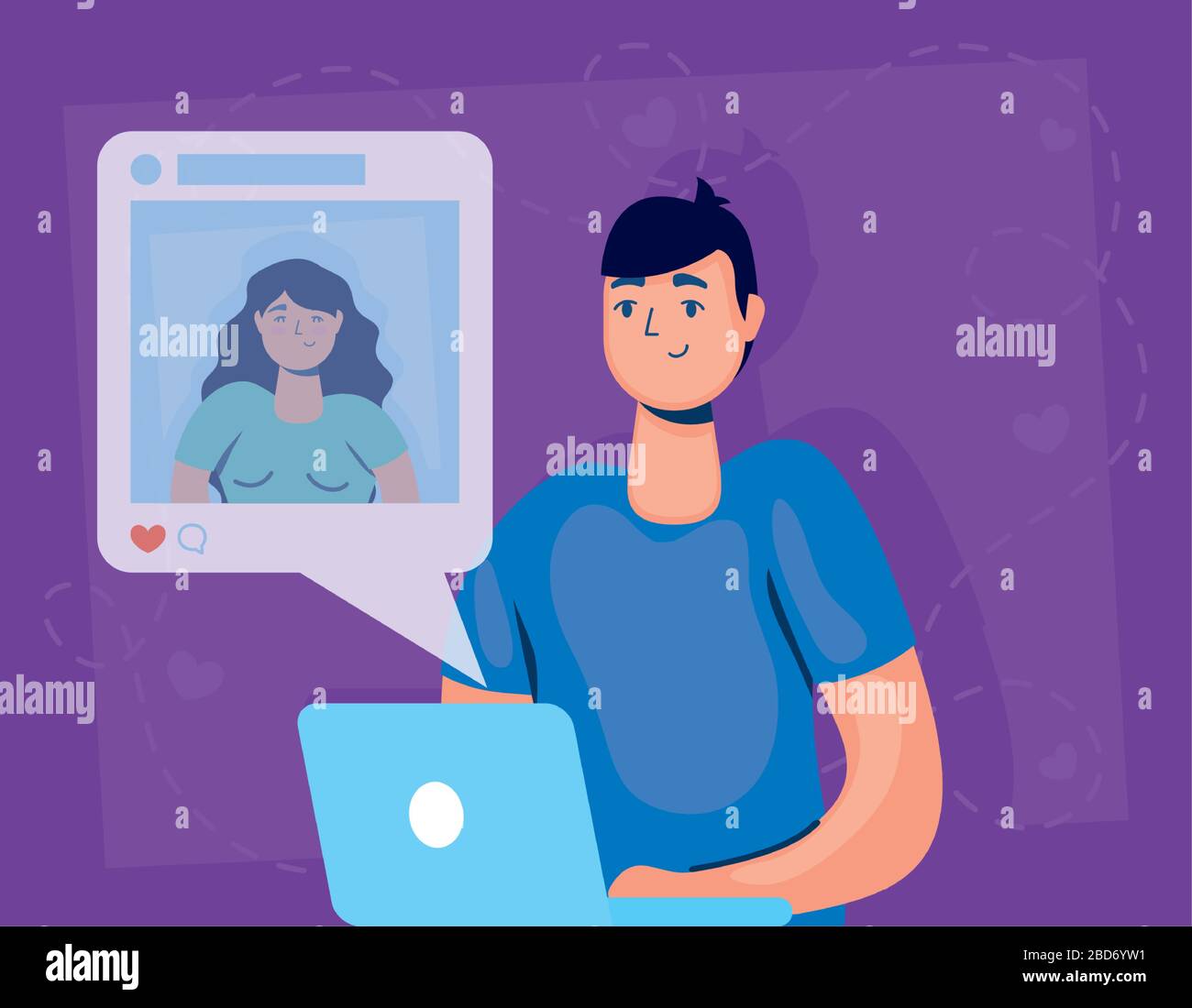 homme utilisant la technologie des réseaux sociaux d'ordinateur portable Illustration de Vecteur
