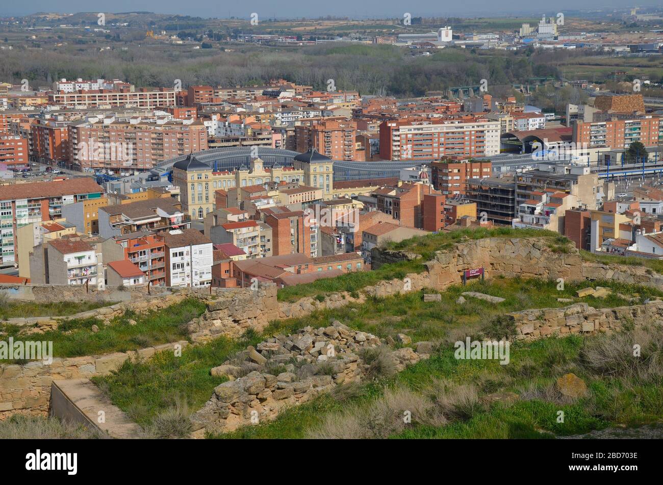 Die Stadt Lleida (Lerida) à Katalonien, Espagnol : Blick von der Burg Seu Vella auf die Stadt, Panorama Banque D'Images