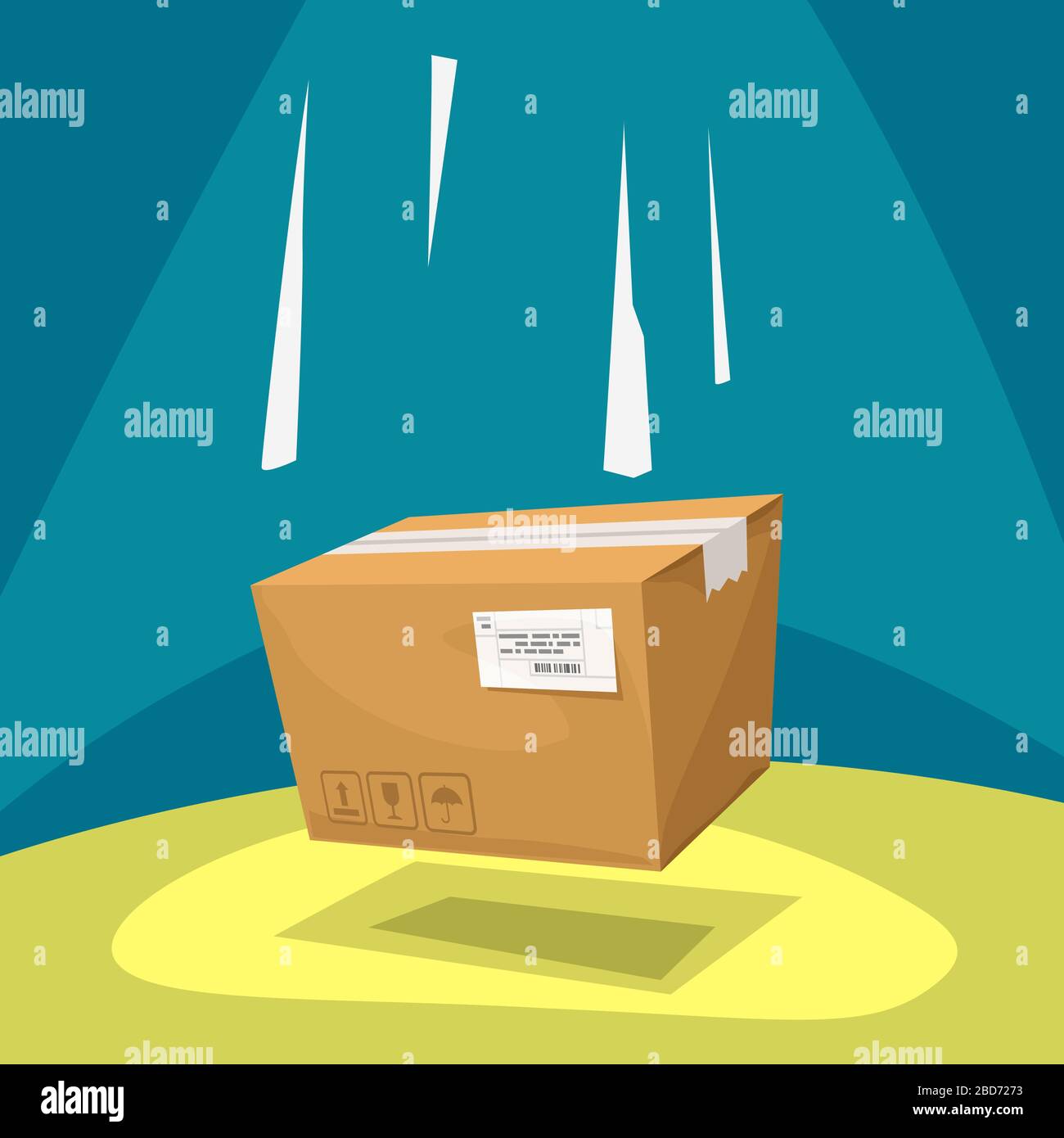 boîte de carton de dessin animé en chute libre Illustration de Vecteur