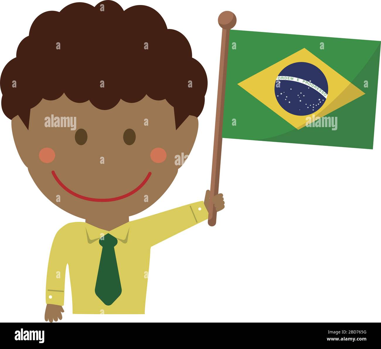 Homme d'affaires de dessin animé avec drapeaux nationaux / Brésil. Illustration vectorielle plate. Illustration de Vecteur