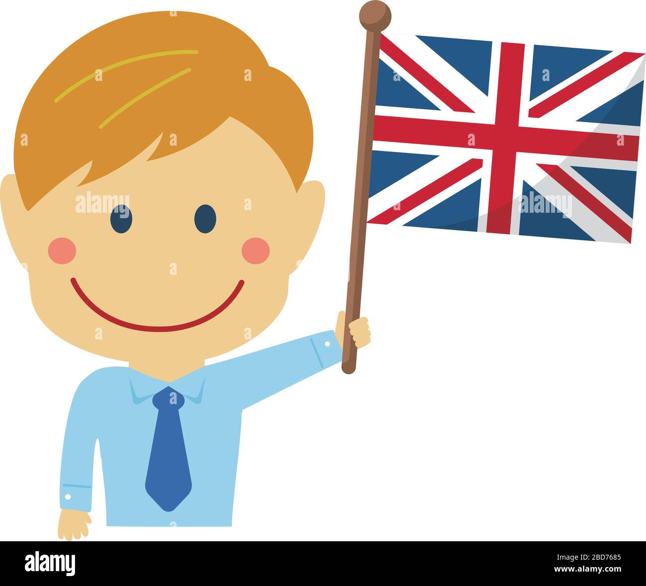 Homme d'affaires de dessin animé avec drapeaux nationaux / le Royaume-Uni . Illustration vectorielle plate. Illustration de Vecteur