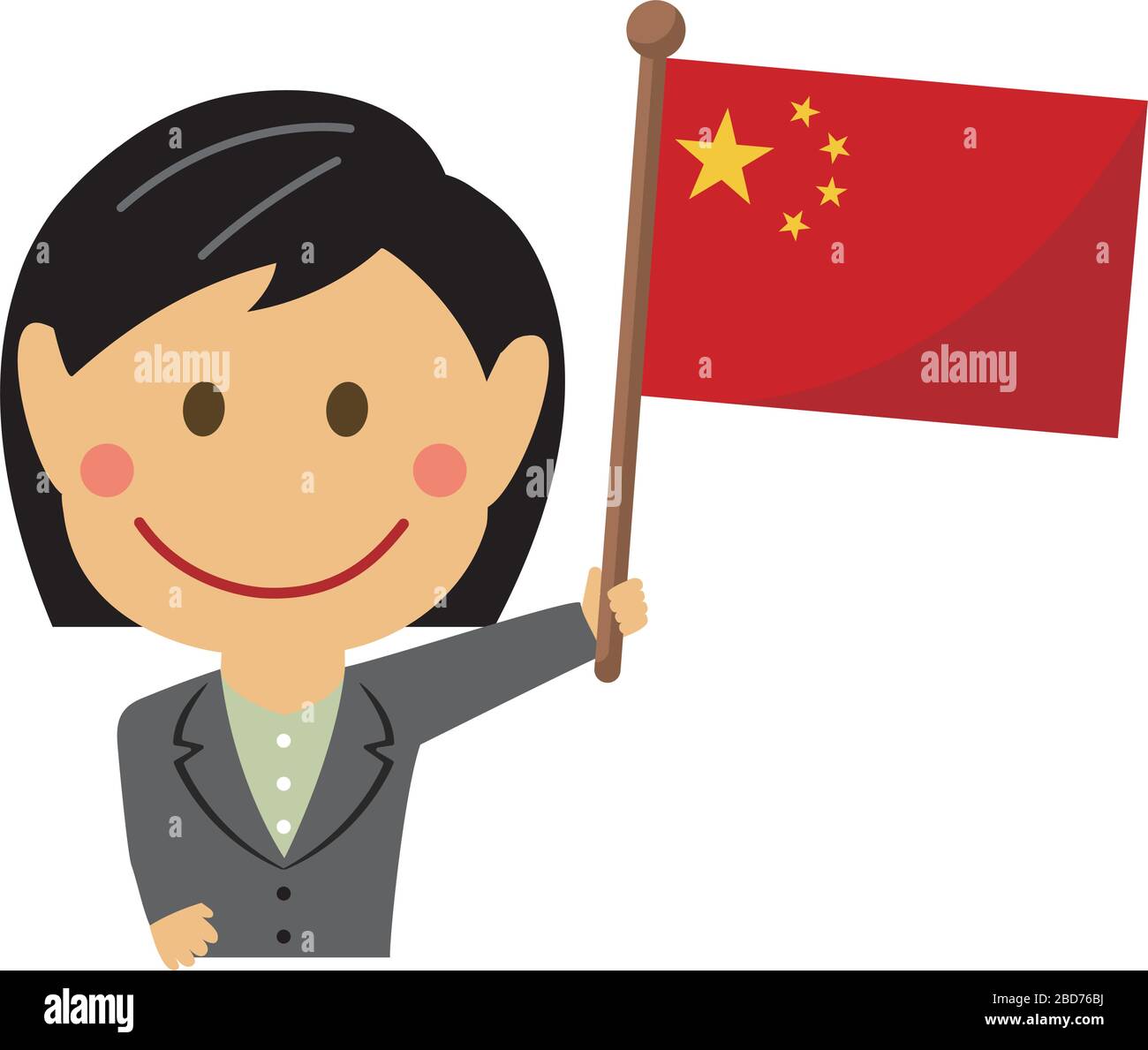 Femme d'affaires de dessin animé avec drapeaux nationaux /Chine. Illustration vectorielle plate. Illustration de Vecteur