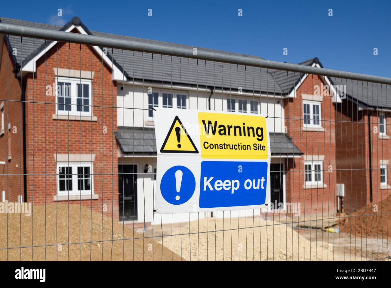 Avis d'avertissement sur le site de construction à conserver. Banque D'Images