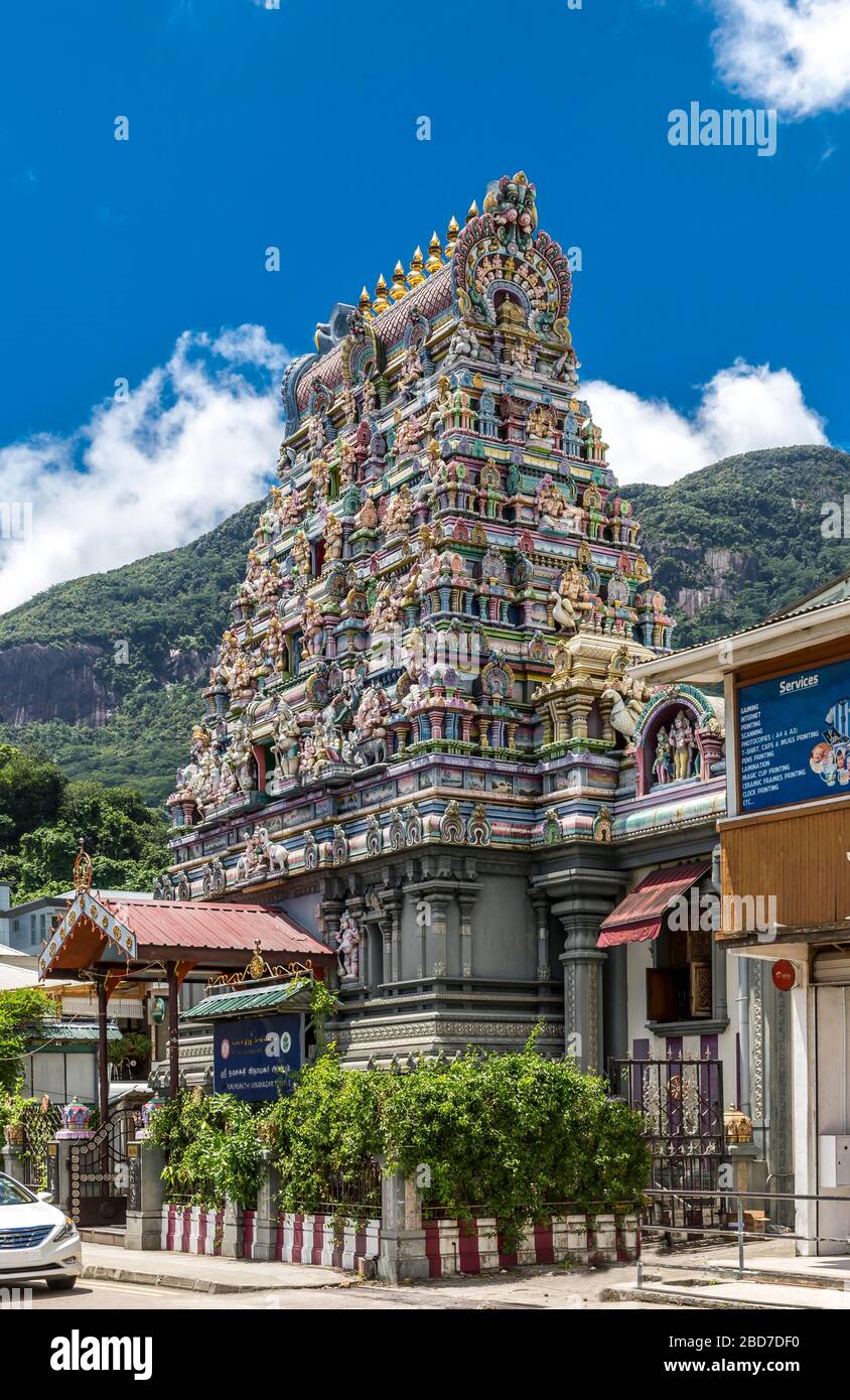 Temple hindou, Temple Sri Navasakthi Vinayagar Port Victoria, Mahe, Seychelles Banque D'Images