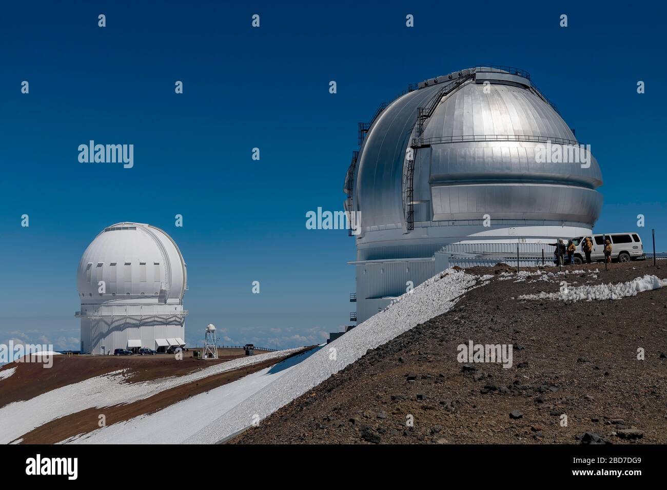 Mauna Kea Gemini Observatory, Canada-France-Hawai'i Telescope et Gemini Telescope, Mauna Kea Ice Age Natural Area Reserve, Big Island, Hawaï, États-Unis Banque D'Images
