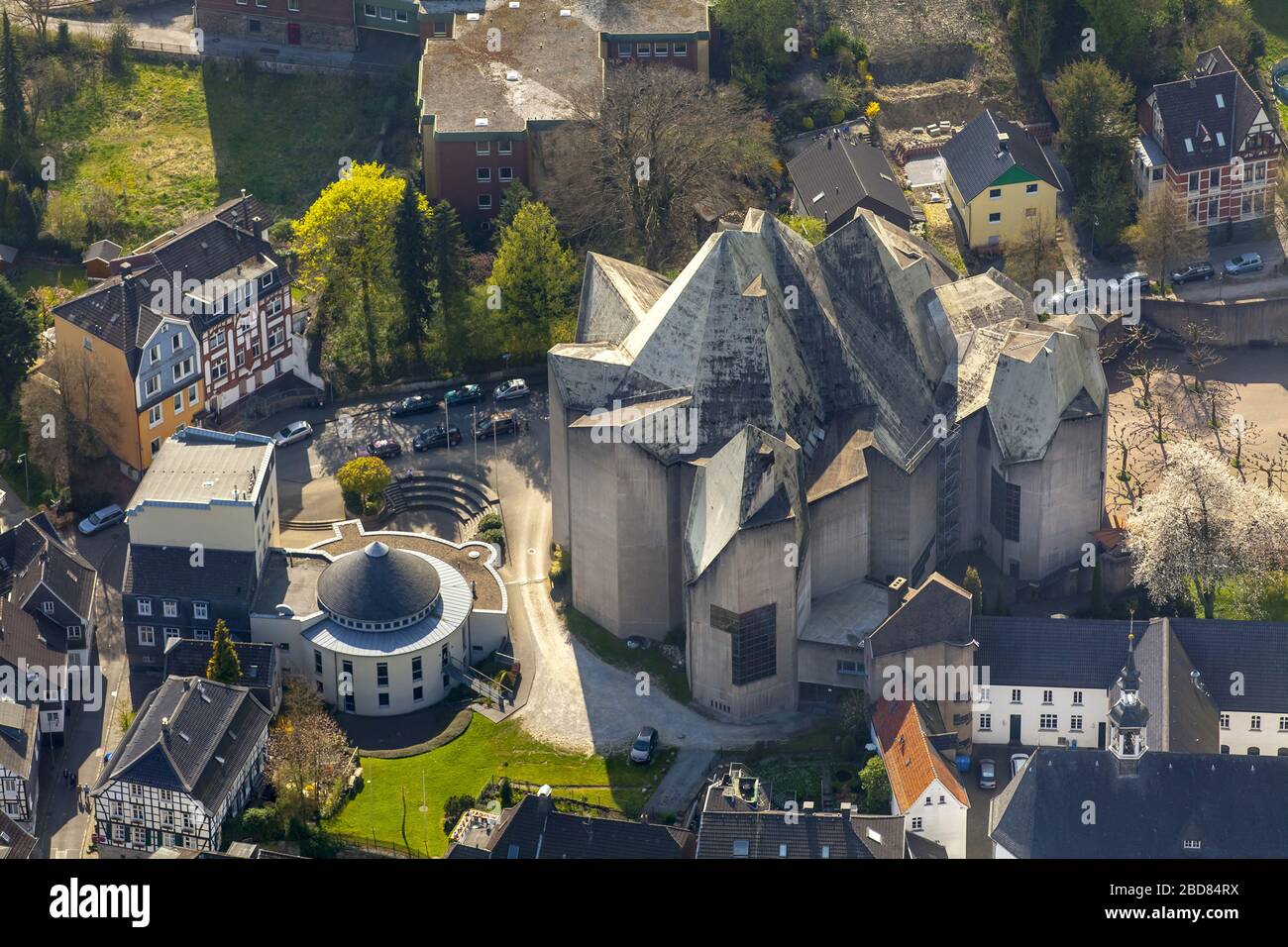 , Nevigeser Wallfahrtsdom à Velbert, 24.04.2015, vue aérienne, Allemagne, Rhénanie-du-Nord-Westphalie, Bergisches Land, Velbert Banque D'Images