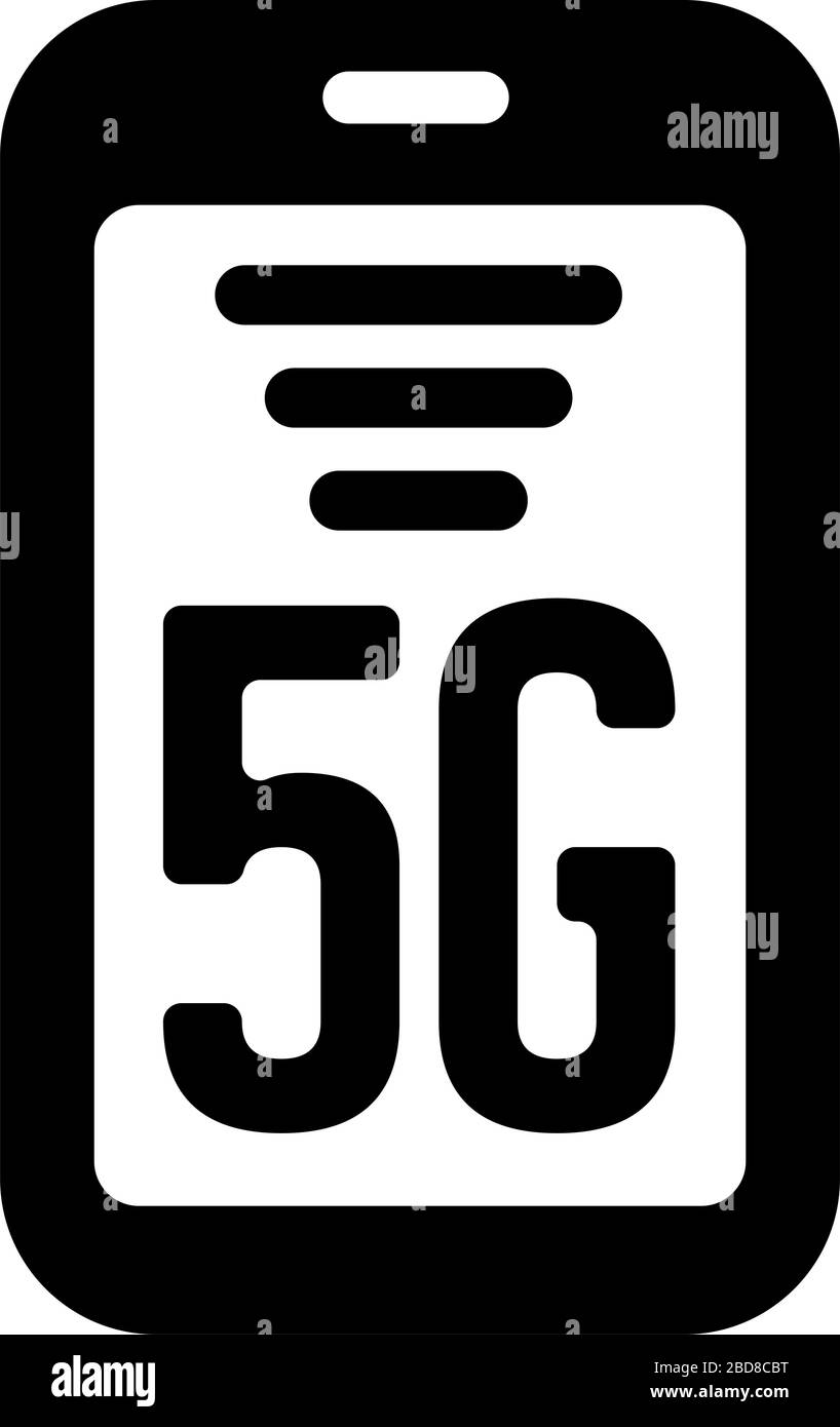 Icône plate vectorielle / smartphone 5 G (communication à grande vitesse de nouvelle génération) Illustration de Vecteur