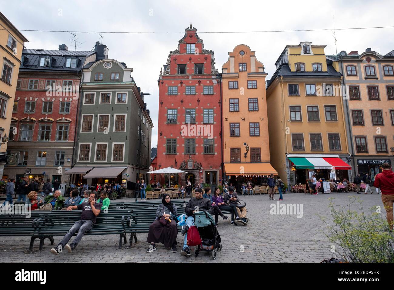 Maisons colorées sur Gamla stan, Stockholm, Suède, Europe Banque D'Images