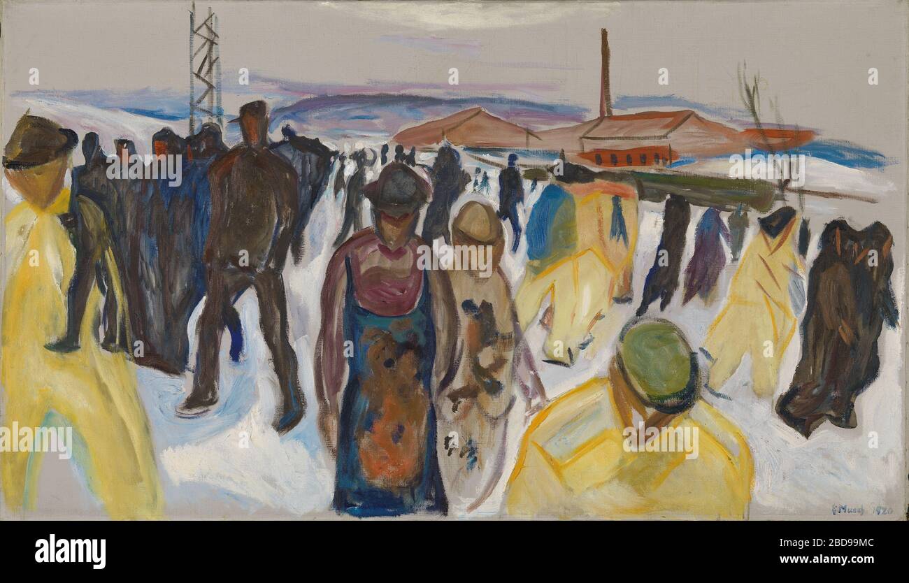 Les travailleurs retournant à la maison par Edvard Munch (1920) National Gallery, Oslo Norvège Banque D'Images