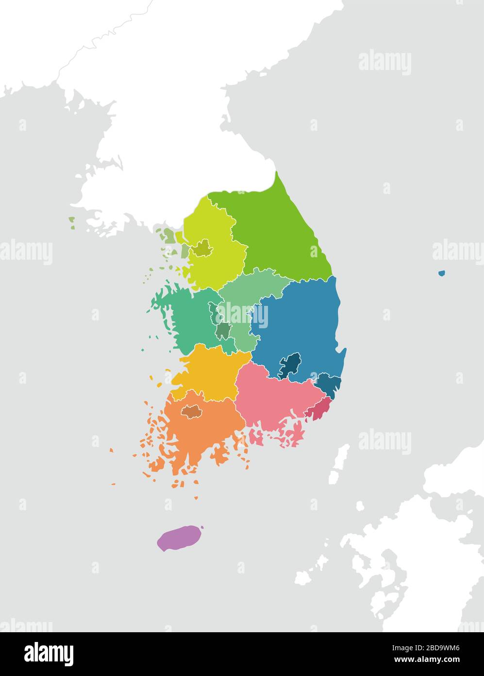 Carte des divisions administratives de la corée du Sud / pas de texte Illustration de Vecteur