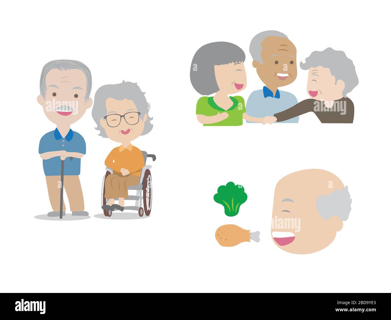 Des personnes âgées heureuses et en bonne santé Illustration de Vecteur