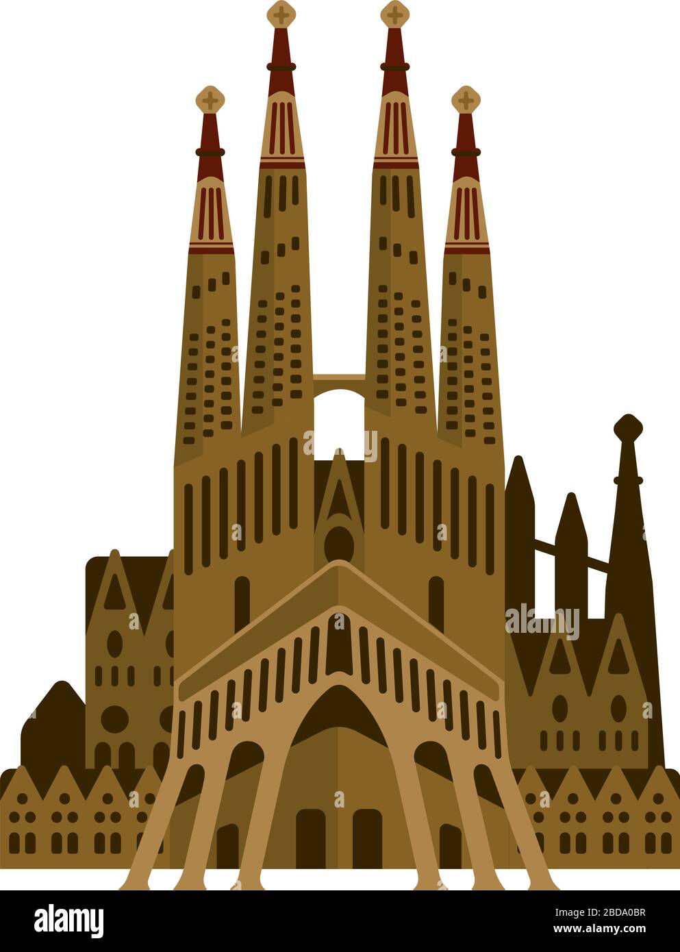 Sagrada Familia - Espagne / bâtiments de renommée mondiale illustration vectorielle. Illustration de Vecteur