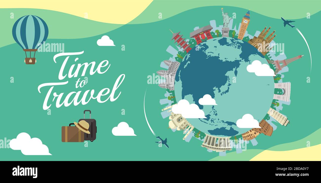 Temps de Voyage (vacances, tourisme) bannière illustration vectorielle Illustration de Vecteur