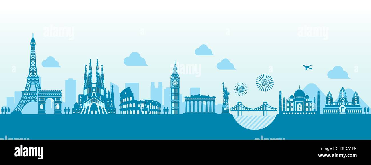 Patrimoine mondial / bâtiments célèbres illustration vectorielle ( côte à côte ) Illustration de Vecteur