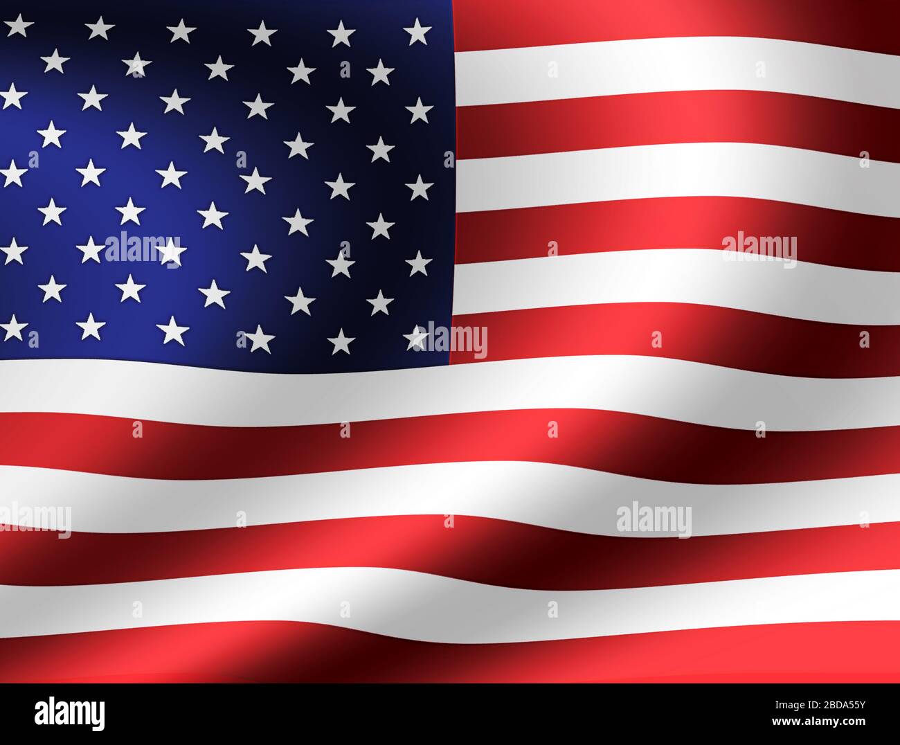 Illustration du drapeau national en agitant (Etats-Unis / étoiles et rayures) Banque D'Images