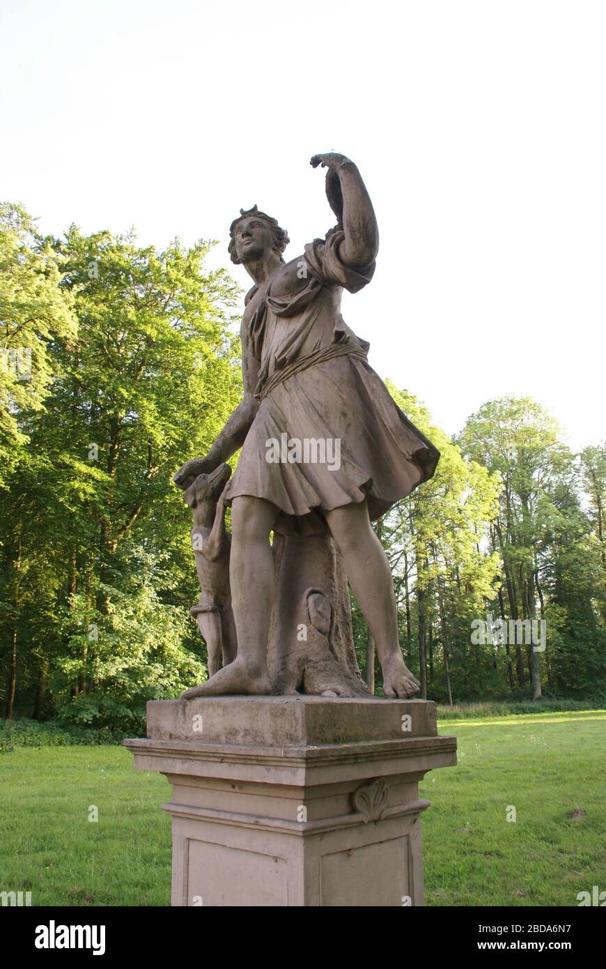 Sculpture de Diana. Waliwice, Lodz Voivodeship, Pologne. Banque D'Images