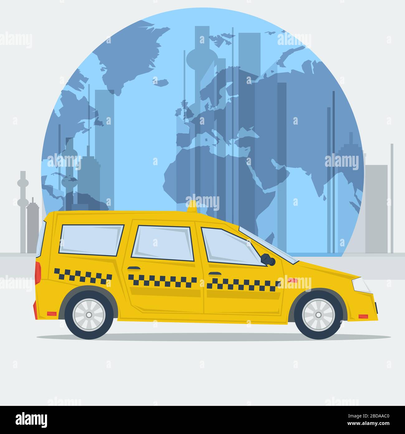 Illustration vectorielle voiture de taxi sur fond de ville Illustration de Vecteur