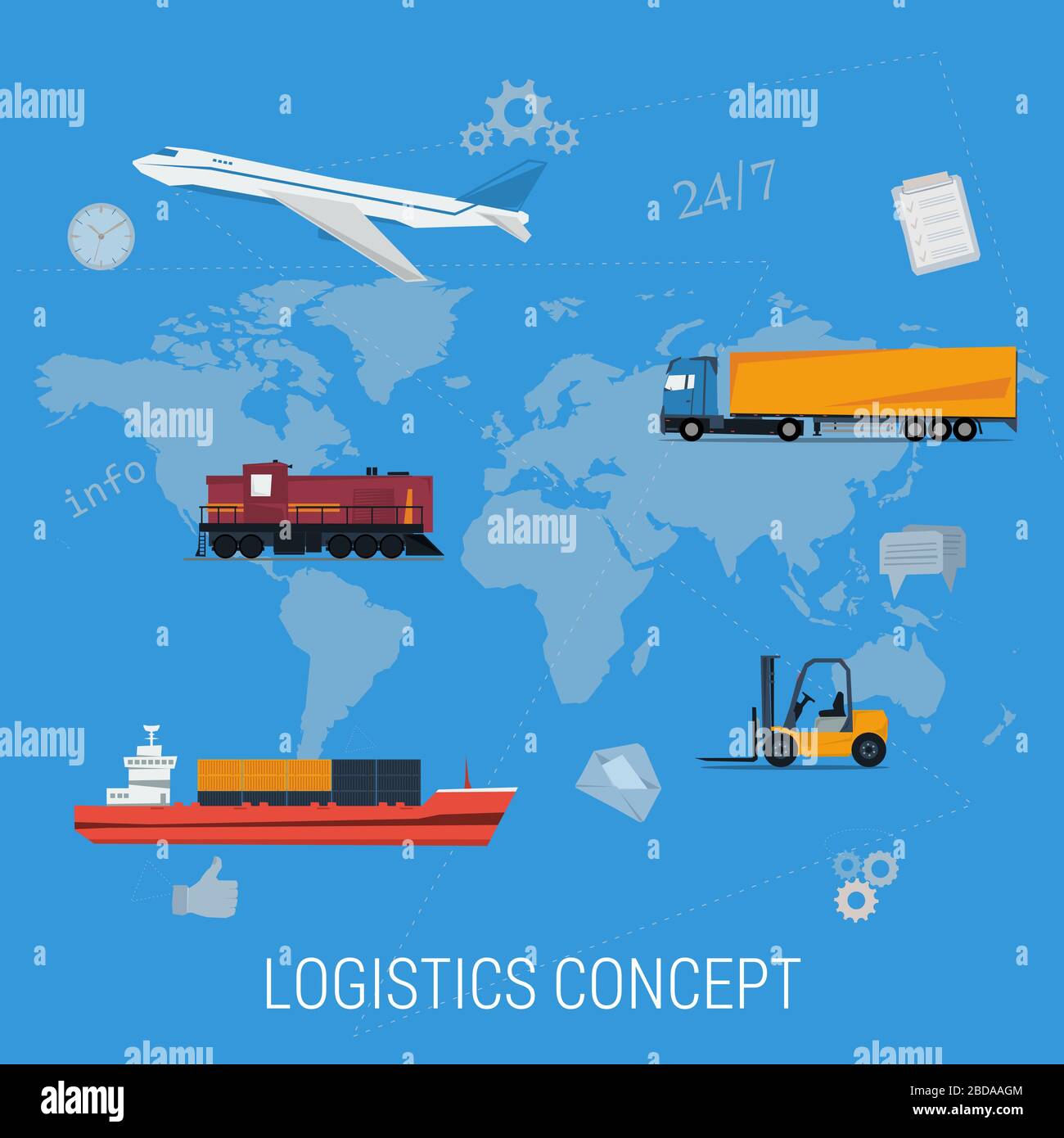 Concept de transport logistique sur la carte du monde Image Vectorielle ...