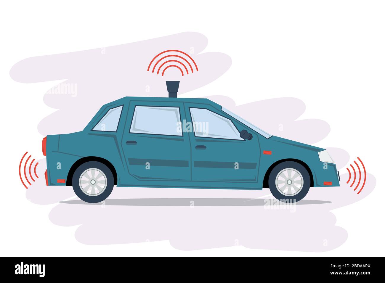 Berline bleue - voiture autonome Illustration de Vecteur