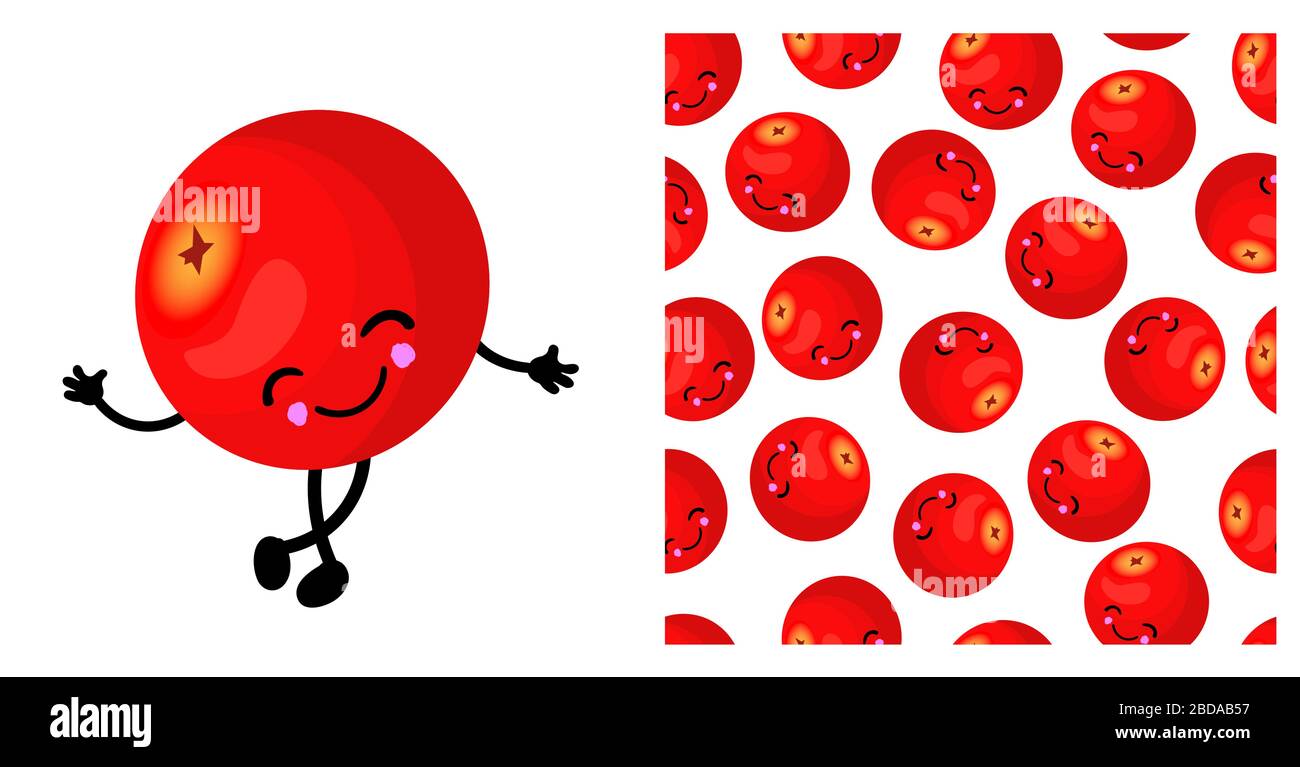 Caractère CANNEBERGE. Mignonne mûre jaune drôle. Motif vectoriel sans couture de baies. Couleurs vives... Illustration de Vecteur