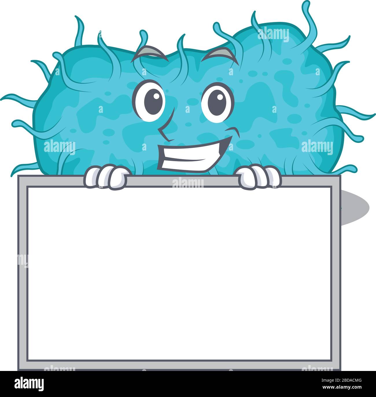 Le style de dessin animé de prokaryote de bactéries souriantes est doté d'un plateau. Illustration vectorielle Illustration de Vecteur