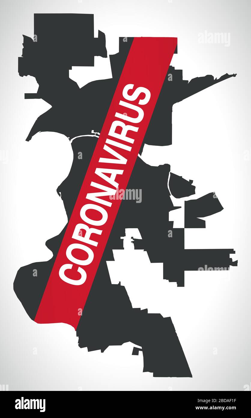 Plan de la ville de Sacramento en Californie avec avertissement de Coronavirus Illustration de Vecteur