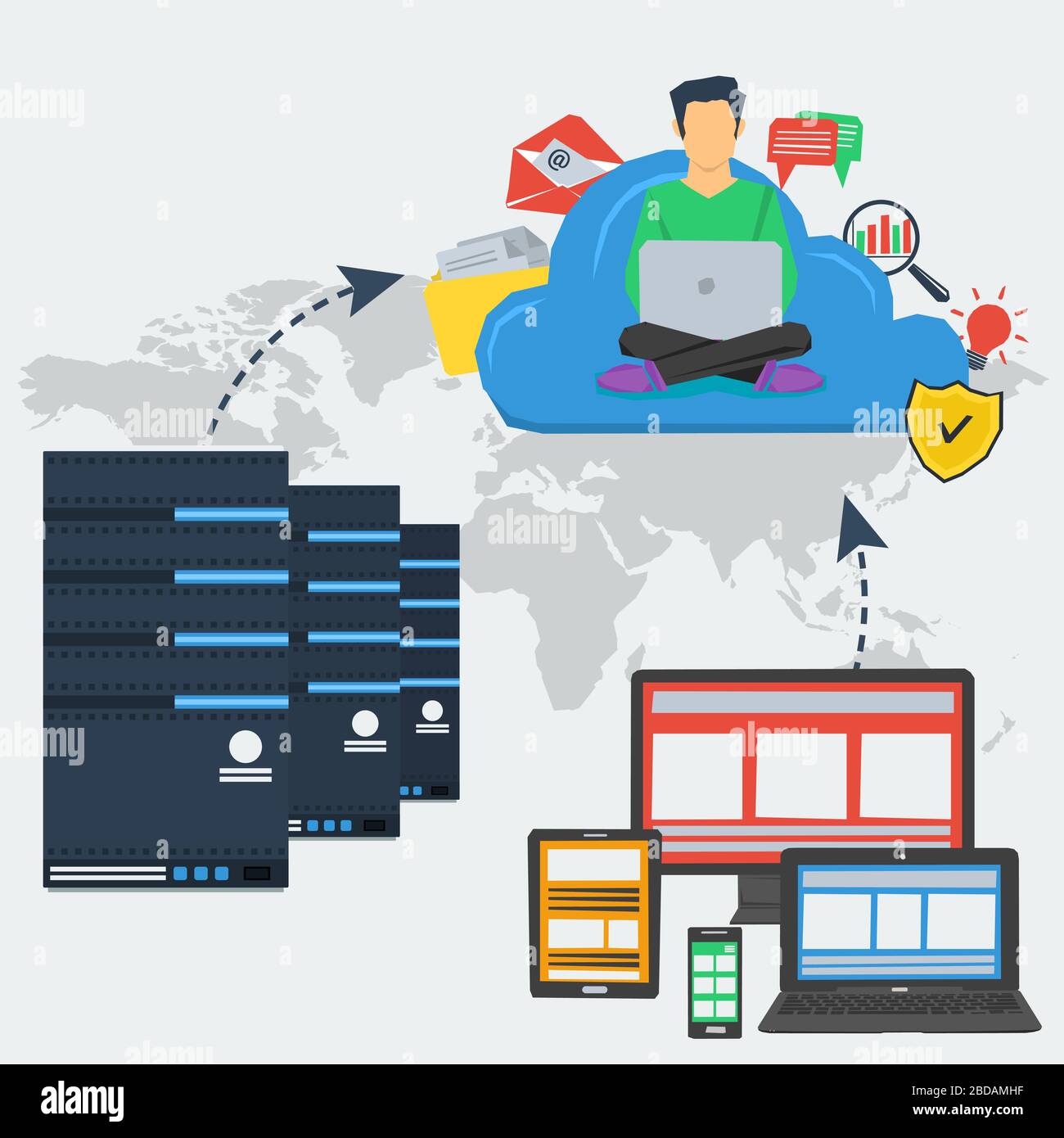 Serveur Internet et stockage Cloud Illustration de Vecteur