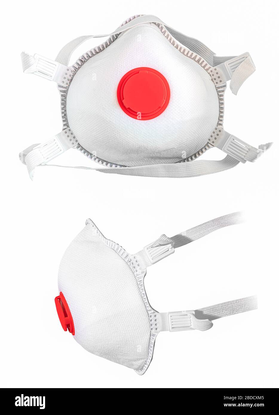 Vue du masque respiratoire jetable FFP3, FFP2. Protection contre le Covid-19, les particules, les gaz. Masque médical anti-poussière fine FFP 3 avec valve respiratoire Banque D'Images