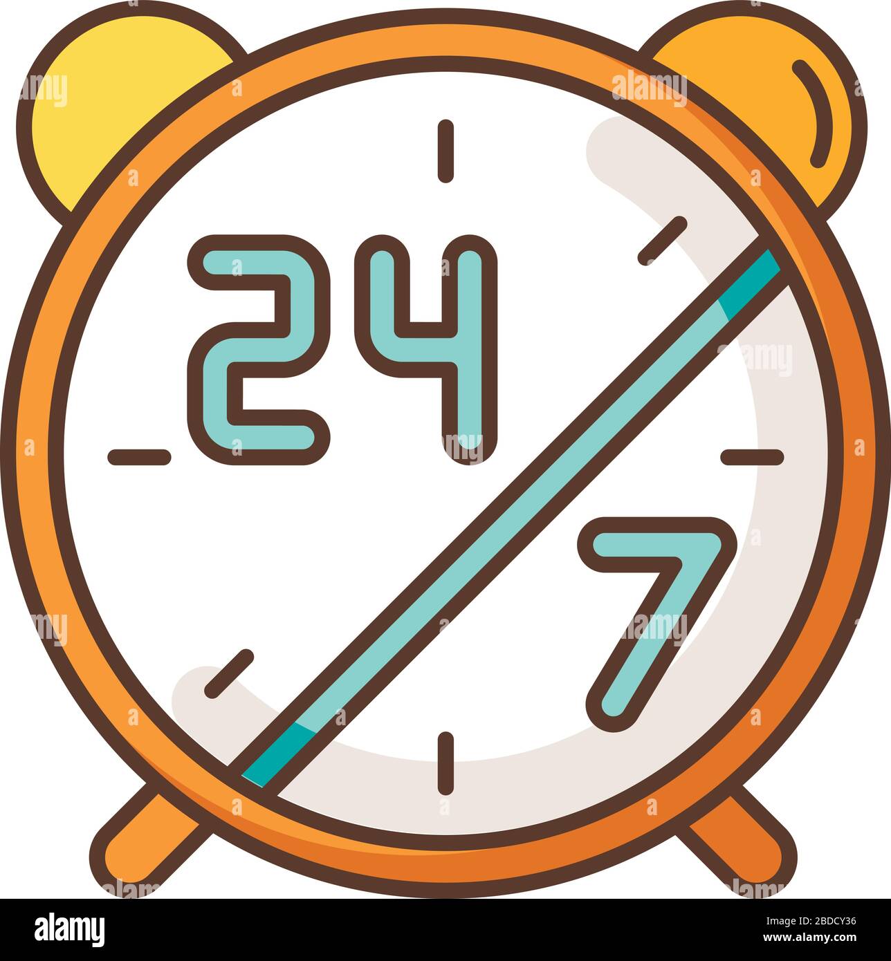 24 7 heures de service icône couleur RVB. Réveil pour centre haute  disponibilité. Panneau ouvert tous les jours. Cadran de montre avec  numéros. assistance en ligne 24 heures sur 24 Image Vectorielle Stock -  Alamy