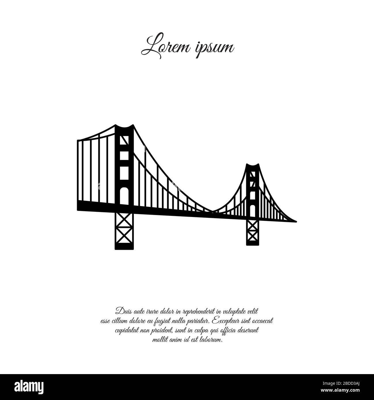 Symbole US - Pont du Golden Gate. Repère vectoriel isolé sur fond blanc. San Francisco, États-Unis d'Amérique. Vue latérale. Style plat mauvais Illustration de Vecteur