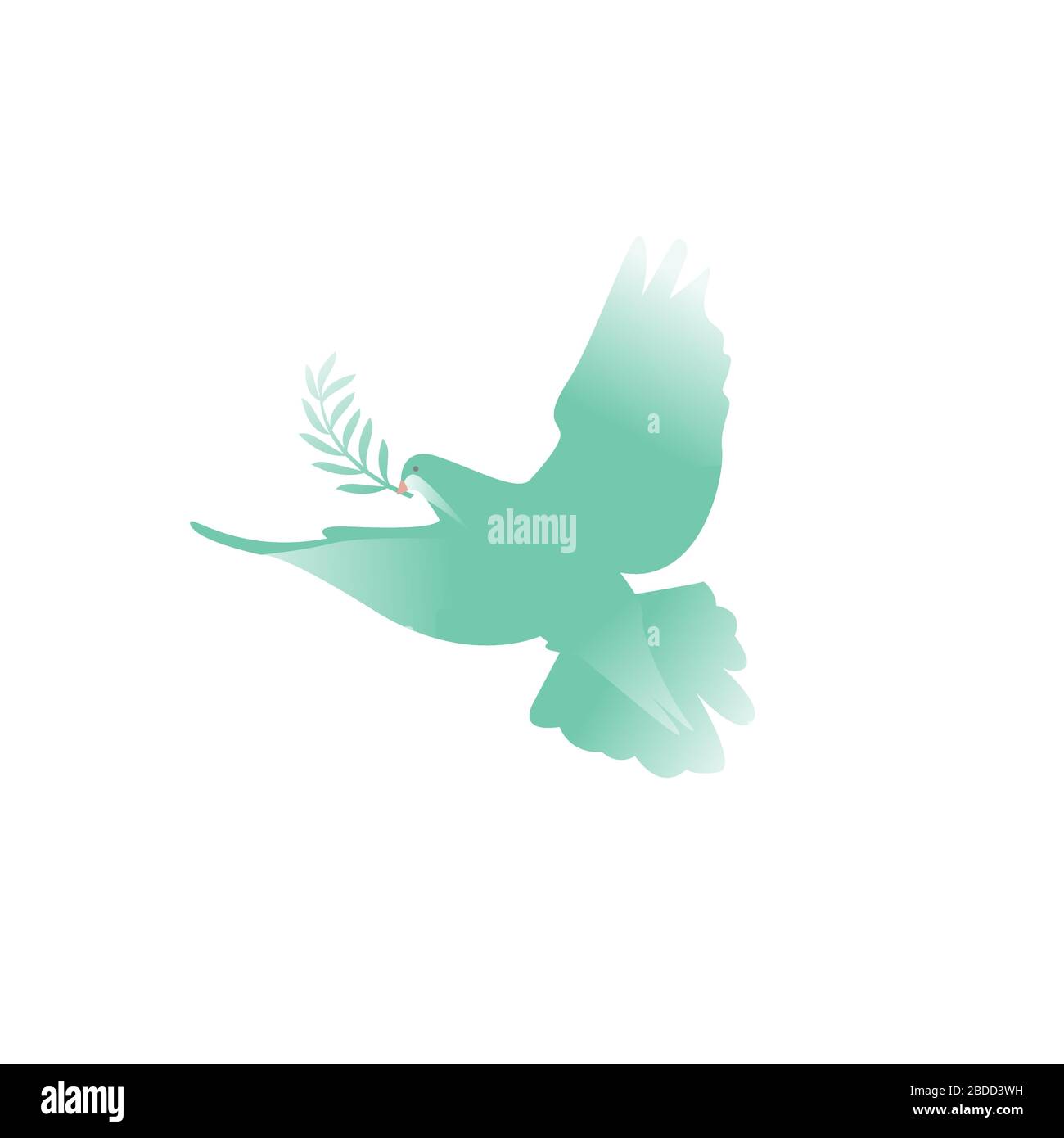 Silhouette bleue d'une colombe sur un fond blanc. Signe d'amour et de paix. Illustration de Vecteur