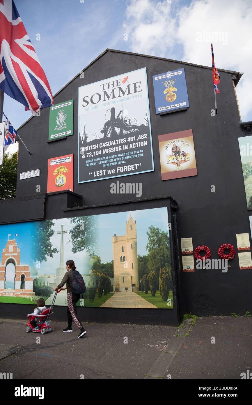 15.07.2019, Belfast, Irlande du Nord, Grande-Bretagne - mural politique, protestant est Belfast. Souvent, comme ici, la propagande de l'Unio protestante Banque D'Images